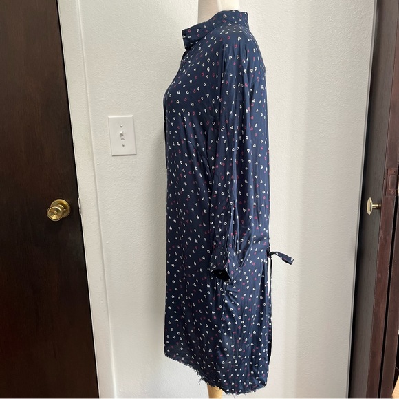 Zadig & Voltaire Ramia Heart Printed Button Navy Shirt Dress Womens Size Medium - Picture 2 of 12